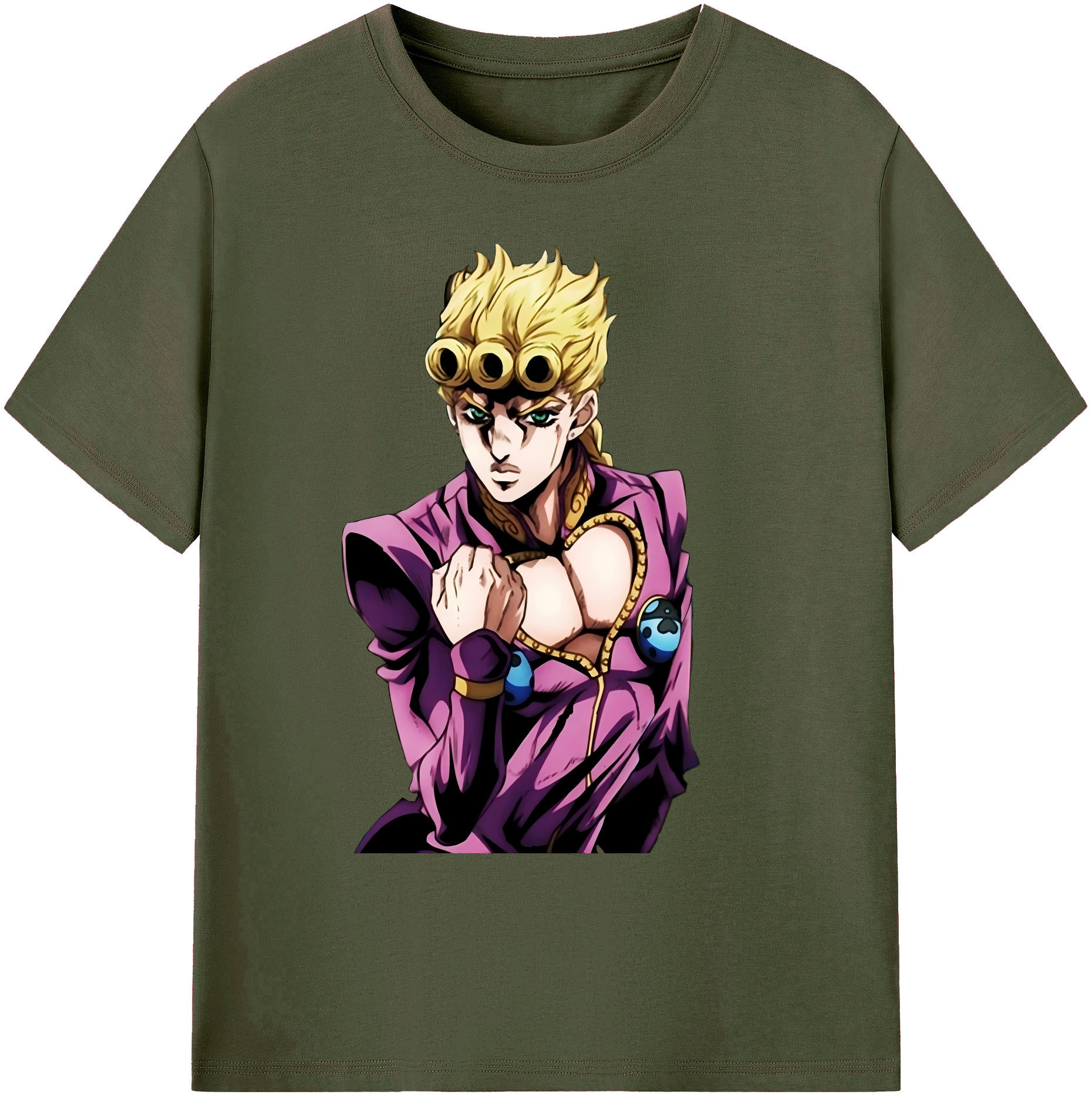 （画像用） ジョジョの奇妙な冒険 ジョルノ?ジョバァーナ JoJo's Bizarre Adventure Giorno Giovanna 綿100％ メンズ半袖Tシャツ｜肌触りやわらか＆通気性